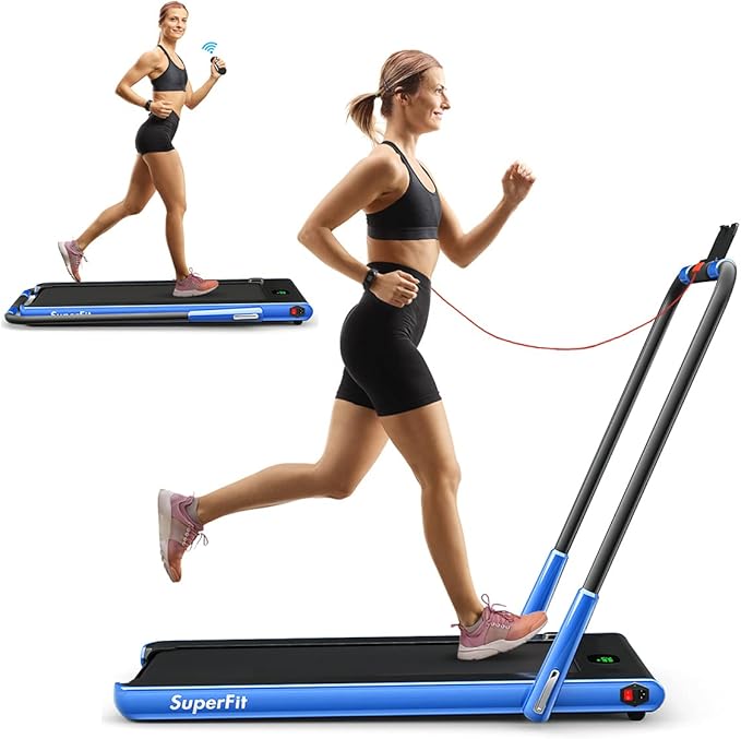 GYMAX Walking Pad, Foldable Under Desk Treadmill with LED Monitor, Remote Control, Smart App Control, Folding Portable Desk Treadmill for Office Standing Desk, Home Office Treadmill