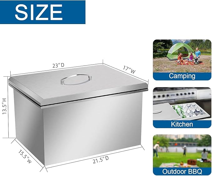 Commercial Stainless Steel Drop-in Ice Bin Chest – Insulated Bar Ice Well for Beverage Service