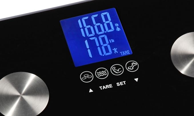 Ozeri Touch 440 lbs Total Body Weight Scale (Body Fat, Muscle, Bone, Weight & Hydration), Auto Recognition Bath Scale with Infant Tare