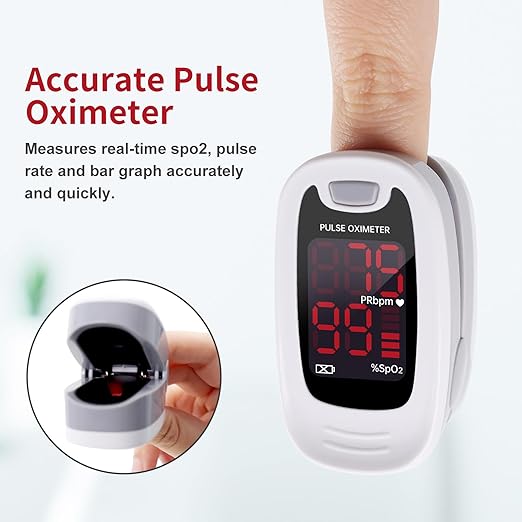 CONTEC CMS50M Fingertip Pulse Oximeter SpO2 and PR Value Blood Oxygen Monitor Neck/Wrist Cord LED Display Gray White color (Gray)
