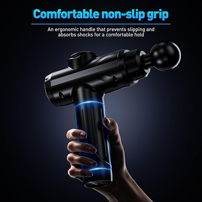 Massage Gun, Deep Tissue Percussion Massager for Pain Relief, Super Quiet Portable Body Relaxation Electric Muscle Massage Gun with 10 Attachment 30 Speed