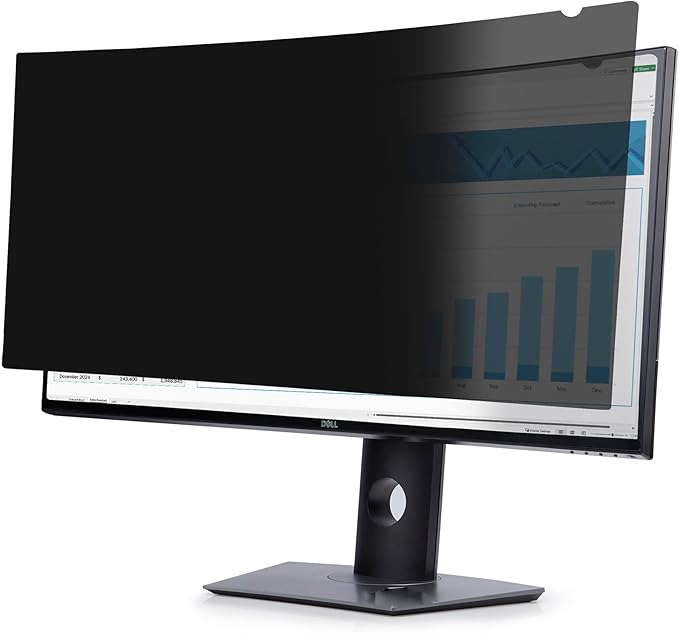 StarTech.com Privacy Screen for Dell P3424WE Curved 21:9 Monitor, Double-Sided Filter, Computer Screen Protector, TAA