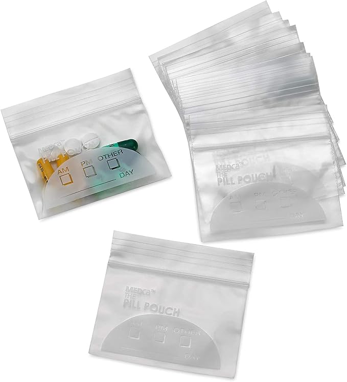 Pill Pouch Bags - (Pack of 250) 3" x 2.75" - BPA Free, Poly Bag Disposable Zipper Pills Baggies, Daily AM PM Travel Medicine Organizer Storage Pouches, Best Clear Reusable with Write-on Labels