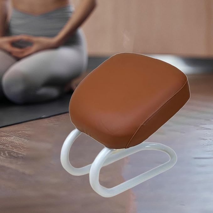 Kneeling Meditation Stool Chair Sturdy Ergonomic Compact Adults Comfortable Gift Seat Meditation Bench for Studio Praying, Brown