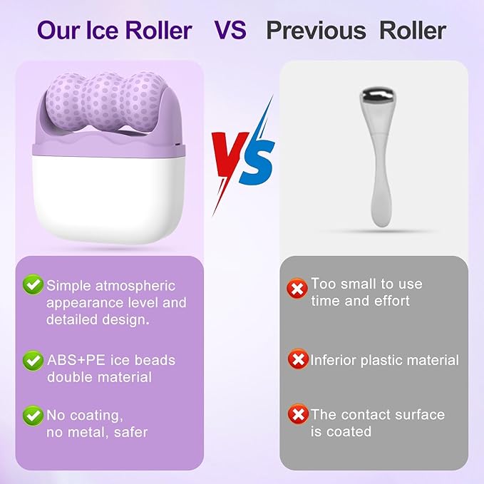 Ice Roller for Face and Eyes,Mothers Day Gifts for Mom Wife,2 in 1 Face Roller and Travel Case,Facial Skin Care Tools,Gifts for Her Women Mom Wife(Purple)