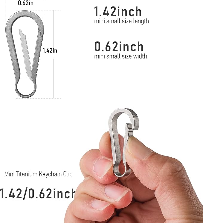 TISUR Titanium Pill Case Keychain Pill Holder+Titanium Key Chain Clip Hook