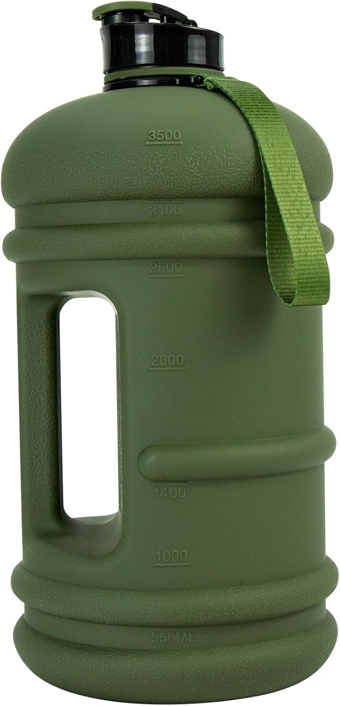 TOOFEEL 1 Gallon Water Bottle,Leakproof,Bpa Free,Dishwasher Safe,128 oz Large Water Jug wiht Handle,Travel & Camping & Sports & Gym Water Bottle For Men and Women - Olive Bottle
