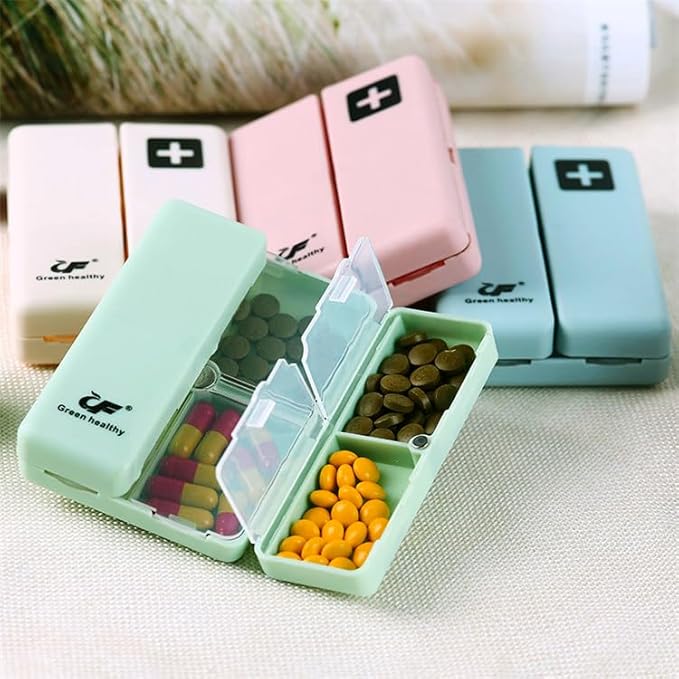 Daily Magnetic Pill Box Organizer, 7 Tray Travel Size Medicine Case Container, Cute Small Pocket Pill Dispenser Capsule Reminder Tracker for Medication, Fish Oil, Supplement, Tablets, Pink