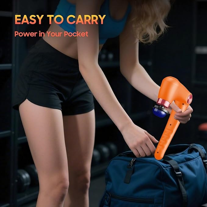 Massage Gun with 10 Replacement Heads, Massage Gun with Heat, Back Massager for Pain Relief Deep Tissue, Massager for Shoulder & Back Muscle Recovery, (Orange)