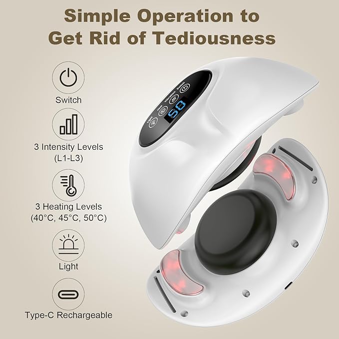 3-in-1 Electric Abdominal Massager with Heating Pad, Stomach Massage for Digestion Support, Hot Stone Heating Pad with Vibration, Rechargeable Belly Massager for Abdominal Comfort, Relaxing