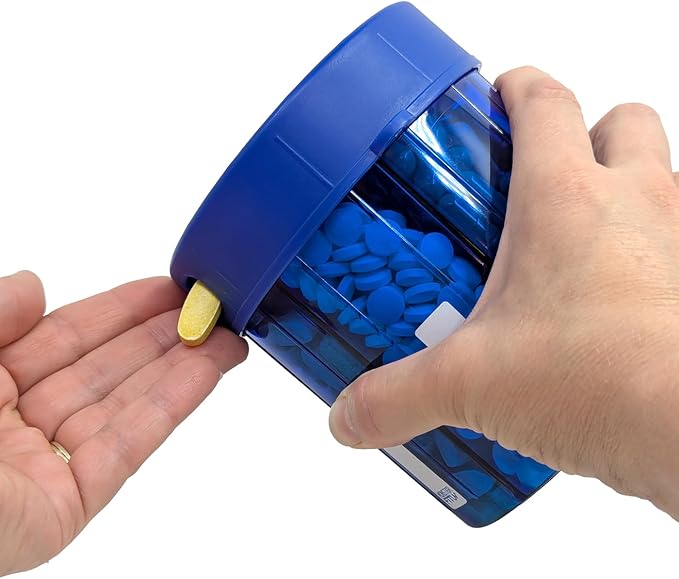 XL Supplement Pill Dispenser Bottle, 7 Compartment, Labels, Easy Open, Anti-Mixing, UV Protected Organizer, Extra Large Monthly Vitamin, Monster Fit Medication Holder (Cobalt Blue, Large)