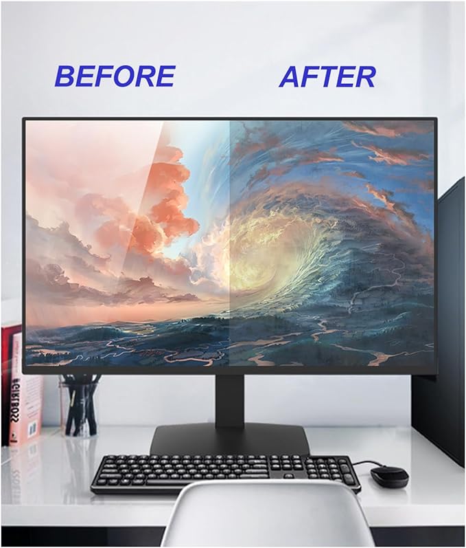 31.5 Inch 16:9 Computer Privacy Screen for Widescreen Monitor, Removable Anti Blue Light Glare Eye Protection Shield, Black Blackout Anti Spy Desktop Security Private Filter. Size Is(697*392