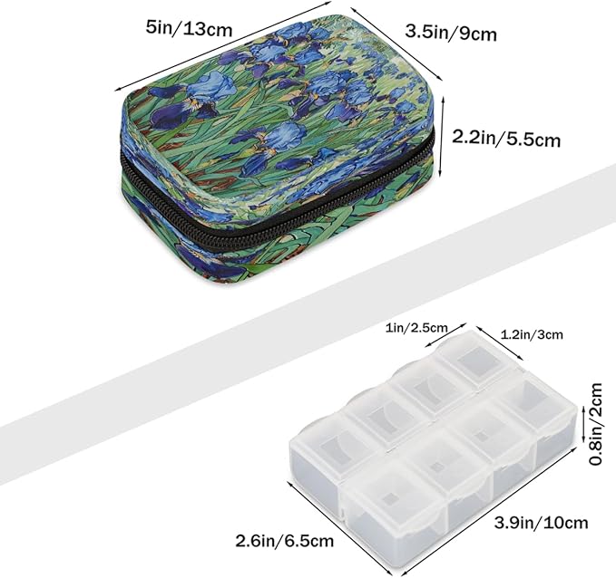 Plant Flower Beauty Pill Case Travel Pill Organizer Weekly 7 Day Portable with Zipper Medicine Box Pill Case for Vitamins, Birth Control,Fish Oils,Medication, Supplements