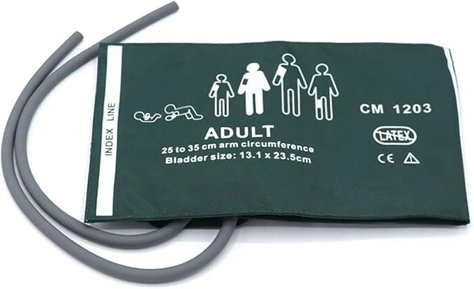 Blood Pressure Nylon Cuff with 50cm Dual Tubes for Adult 25-35 cm, Reusable Replacement NIBP Cuff with Inner Airbag for BP Monitor Machine, No Connector