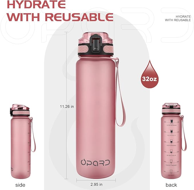 Opard 30oz/32oz Sports Water Bottle with Leak Proof Flip Top Lid BPA Free Tritan Reusable Plastic for Gym and Outdoor, Travel Water Bottle