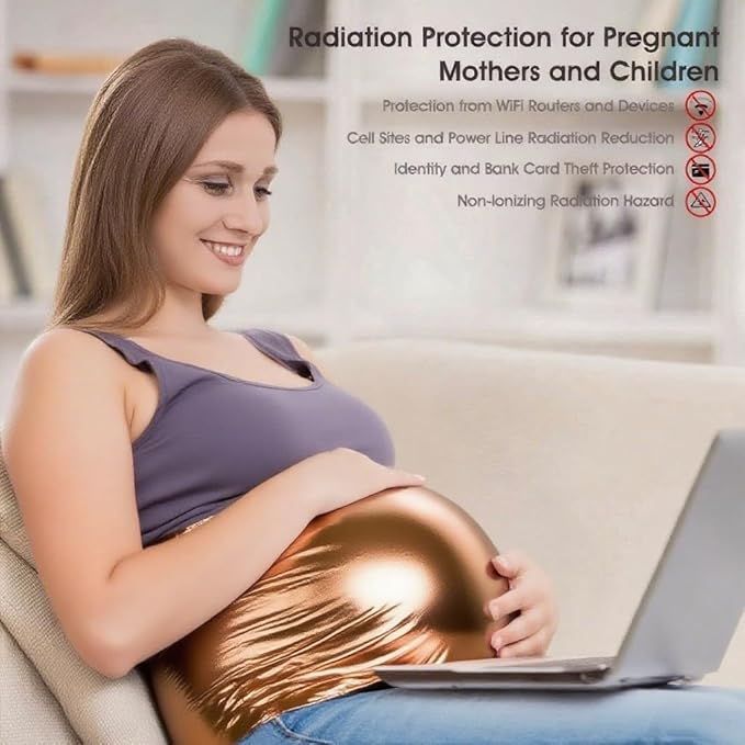 Amradield Pure Copper Fabric Blocking RFID/RF-Reduce EMF/EMI Protection Conductive Fabric- Prevent from Radiation/Singal/WiFi Golden Color 78"x43" inch