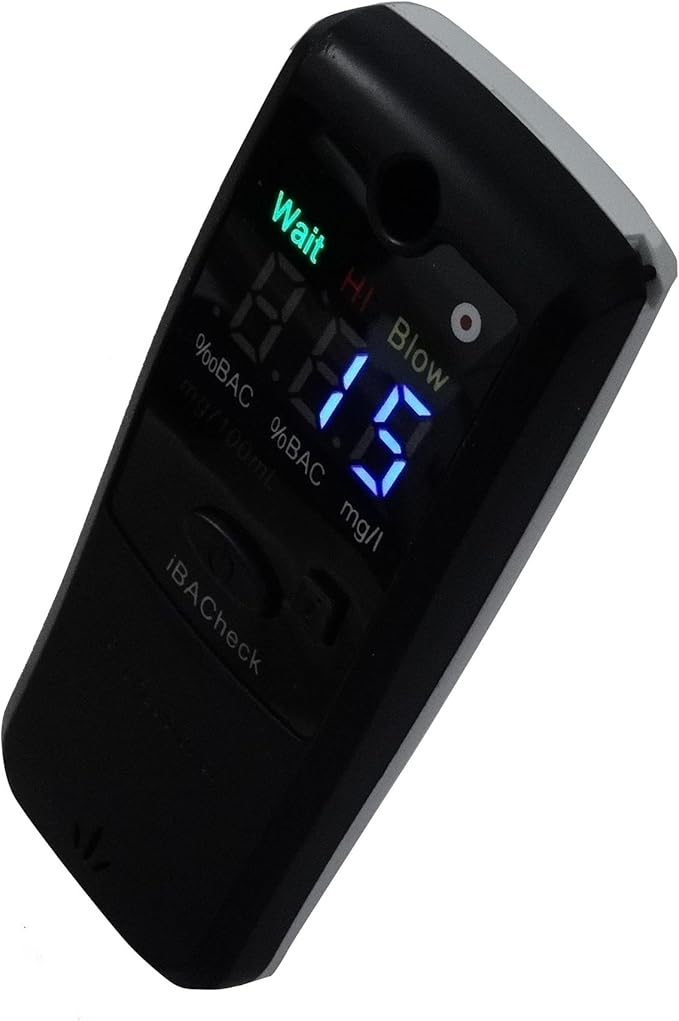 Breathalyzer with 10 Memories and LED Display, Visible at Night. Long Battery Life and Last 350 Test with Alkaline Batteries (B & W 178) (B & W 178)