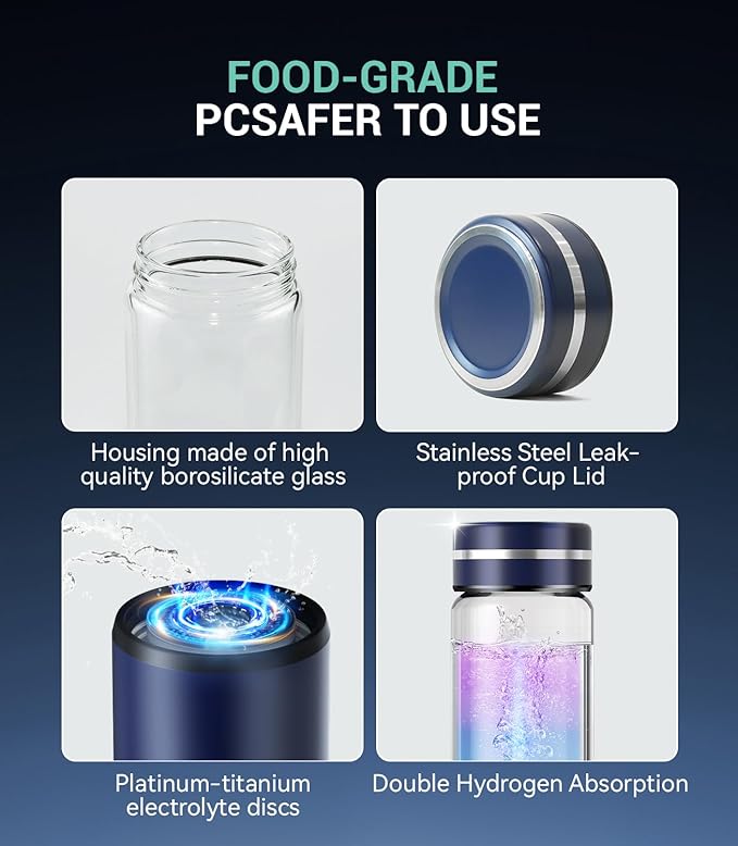 5.0 Upgrade 4000PPB High Concentration Hydrogen Water Bottle Generator【NO.1-24-Hour Hydrogen Lock】 SPE PEM Technology, Double Hydrogen Content for Post-Workout Recovery