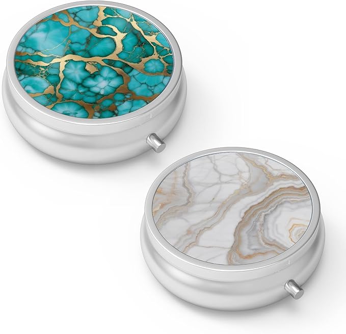 Pill Box 3 Compartment Small Pill Case,Portable for Pocket or Purse Pill Organizer Pill Container Holder to Hold Vitamins, Medication, Fish Oil and Supplements(2PCS)