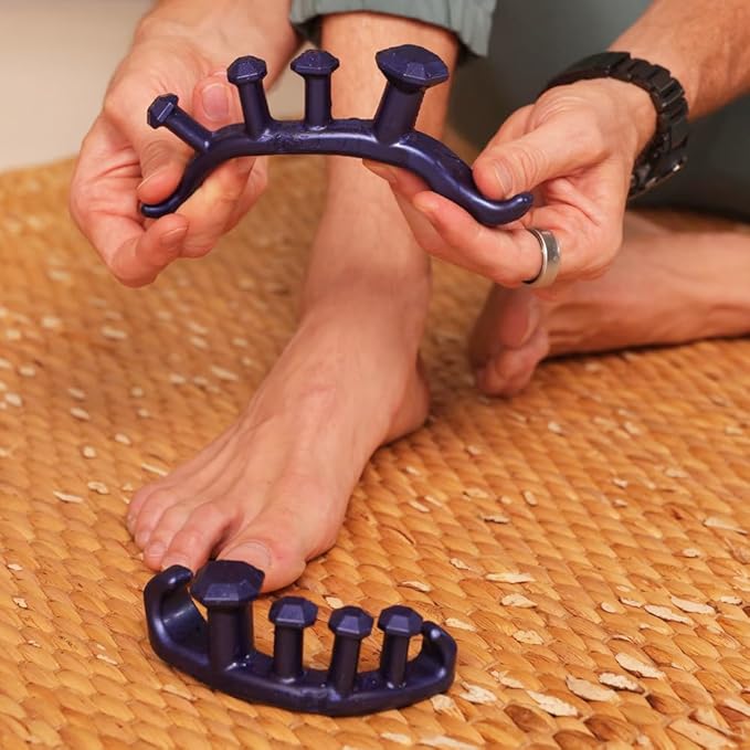 YogaToes® Gems® for Men Fits Men's Shoe Size 7 & Up. Gel Toe Stretcher & Separator in Metallic Blue. Helps Foot Pain & Boost Athletic Performance!