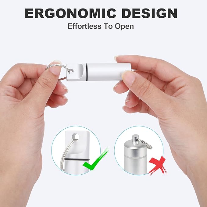 6 PCS Pill Container Keychain, Waterproof Metal Pill Container Portable Keychain Pill Holder, Pocket Mini Keychains Pills Case for Men, Medicine Storage Small Medicine Case for Women Outdoor Travel