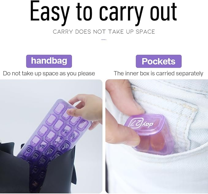 Monthly Pill Organizer, Large Travel Pill Box 31 Day, Daily Pill Case, Pill Holder Container for Vitamin, Medicine, Supplement, Fish Oil, Purple