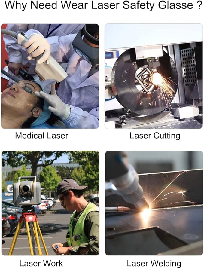 190nm to 560nm Laser Safety Glasses, OD4+ Laser Glasses Eye Protection, Adjustable Temples Laser Hair Removal Goggles for Treatment Cosmetology Operator for Blue Light Sanitize,Dental Operation