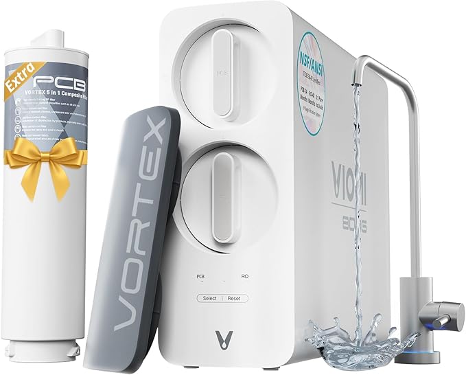 VIOMI 800GPD PFAS Reduction Reverse Osmosis System, NSF/ANSI 42, 53 and 372 Certified, 9-Stage & 48 Months Filter, Tankless RO Water Filter System Under Sink, Smart LED Reminder, Incl. 1 Extra Filter