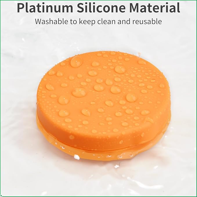 2 Pack Small Pill Box,Premium Thick Silicone 3 Compartment Travel Pill Box for Home/Desk Organizer, Portable Compact Medicine Holder for Vitamin, Cod Liver Oil, Supplement(Orange+Yellow)