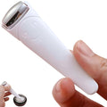 Mini Ice Roller for Face and Eyes, Portable Stainless Steel Facial Massage Tool with Cream Spoon for Travel, Dark Circles and Puffiness Relief, White