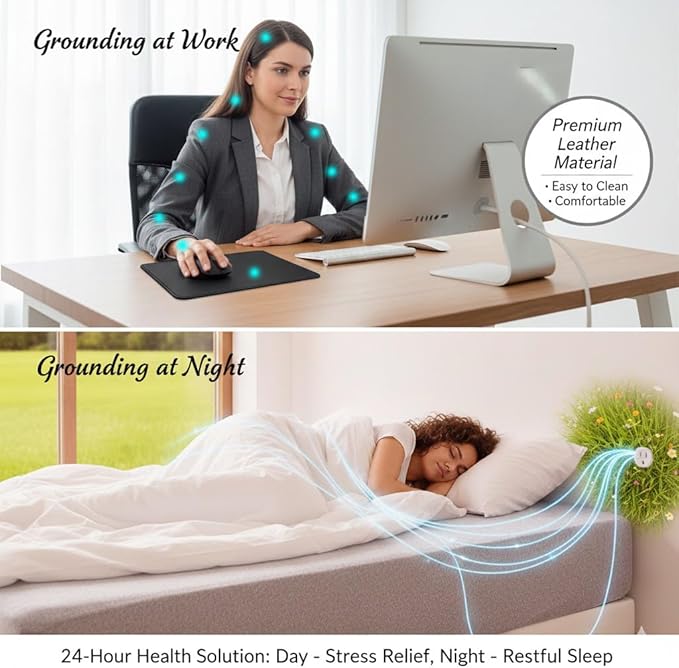 Grounding Sheets with Grounding Mat,10% Pure Silver Fiber+90% Organic Cotton,Deep Pocket Grounding Bed Sheets.Grounded Fitted Sheets Set.