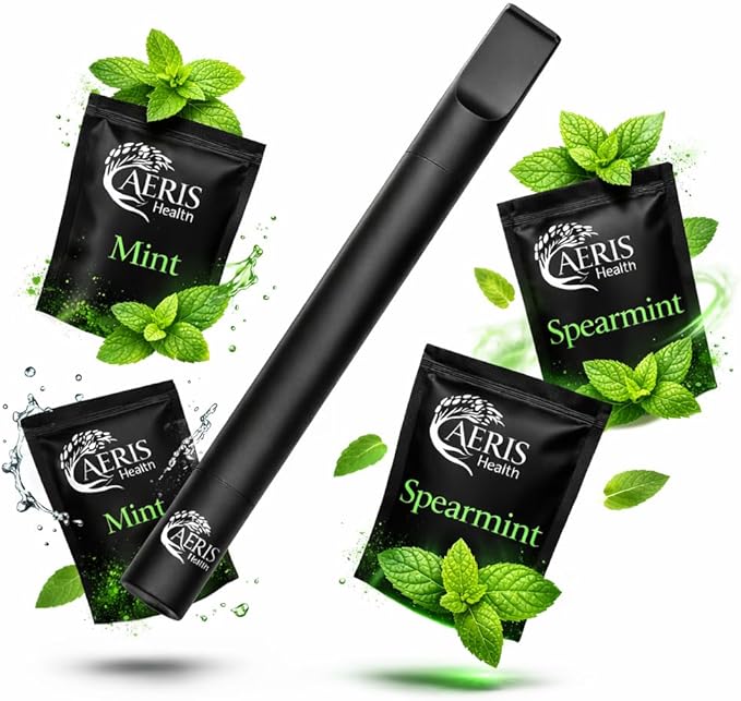 Smokeless Inhaler | Flavored Air Device with 12 Plant-Based Cores | Mint & Spearmint | 36 Days of Scent | Portable, Reusable & Non-Electric | Simple Fresh Air Stop Smoking Aid