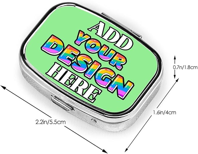 Custom Pill Container, Medicine Pill Box Case Organizer Travel Pill Holder Vitamin for Purse Med Wallet Portable Mini Pastillero SquareLight GreenPersonalized Gifts