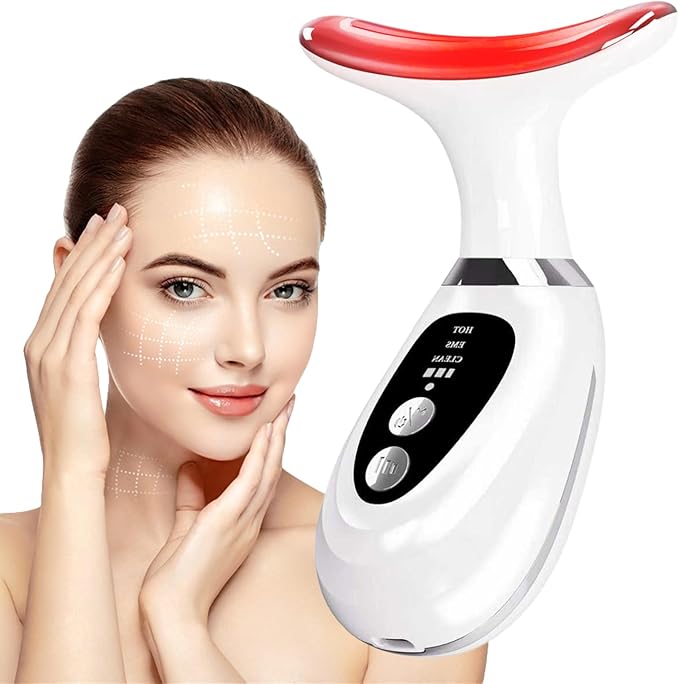 New Red-Light-Therapy-for-Face and Neck Massager Tool,7 Colors Adjustable Vibration and Thermals,Womens Skin Rejuvenation Lifting Facial Massager Tool for Toning,Glow Boost,Wrinkles