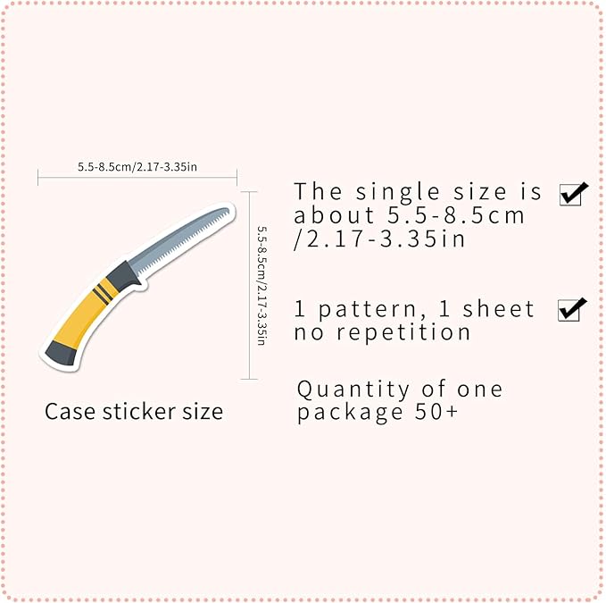 51pcs Garden Tools Stickers, Cartoon Shovel & Watering Can Pattern Decals, Waterproof & Durable for Gardening Journal, Flower Pot, Party Decoration
