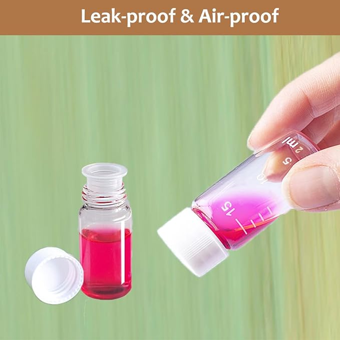 4 Pcs Travel Liquid Medicine Containers Small Liquid Medicine Dispenser Containers Leak-Proof Travel Glass Pill Bottle with Scale (15ml)