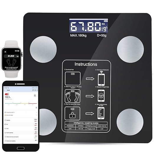 Smart Scale for Body Weight, Digital Bathroom Weighing Scale with Smart Sync App, BMI, Body Fat, Muscle Mass, Accurate Bluetooth Home User Health Equipment
