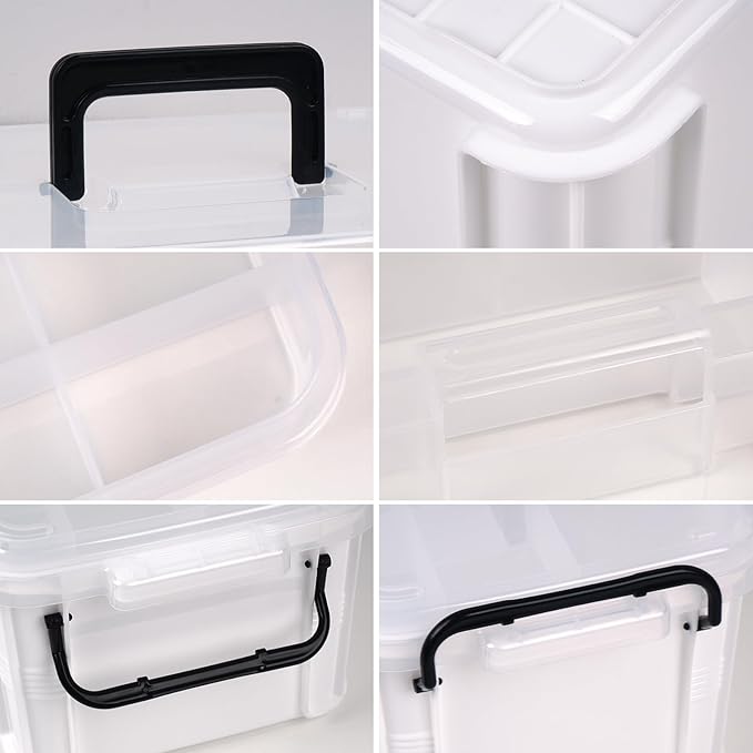15qt White Medicine Organizer Storage Box with Tray, Plastic First Aid Box Empty, Thickened Medicine Container Chest, Multipurpose Medical Case with Labels, Medicine Caddy with Lids Handles
