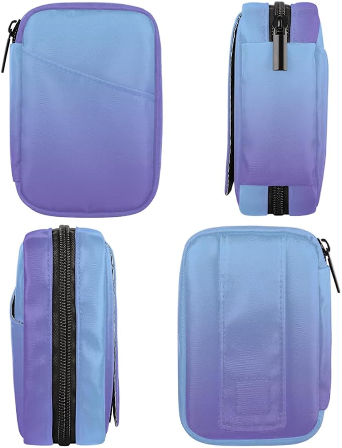 Weekly Travel Pill Organizer Case for Purse with Removable 7 Day Box Portable Compact Size Pill Box Fashionable Pill Container for Medicine Vitamin Supplement Blue and Purple