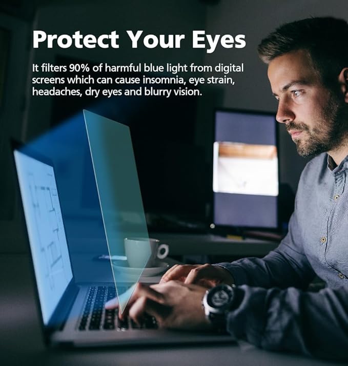 2-PACK 14 Inch DIAGONAL 16:9 Computer Blue Light Blocking Screen Protector for Portable Monitor and Laptop - Eye Protection | Anti-UV | Anti-Glare