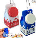 Generic Milk Carton Pill Holder Keychain, Lactose Intolerant Pill Case, 1 Compartment, Portable, Giftable