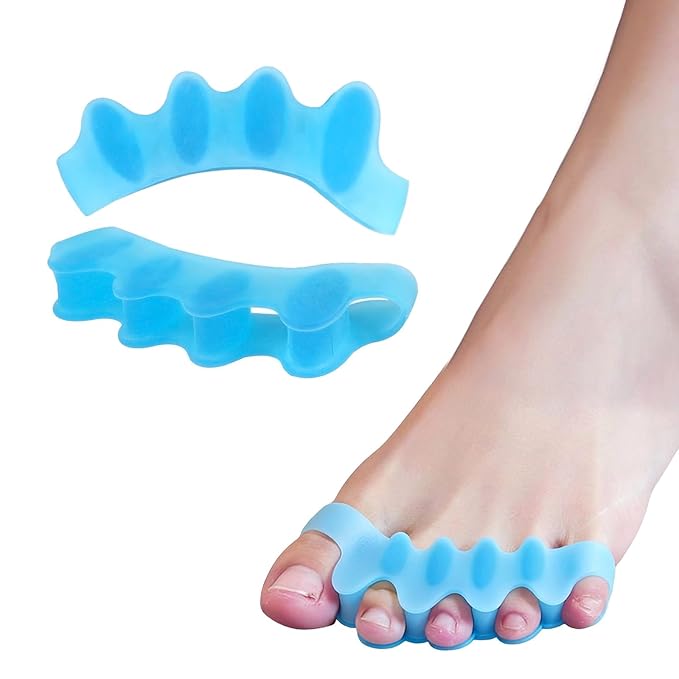 Toe Separators/Toe Spacers for Men and Women - Bunion Corrector & Hammer Toe Straightener for Overlapping Toes, Silicone Gel Pain Relief for Pedicure & Daily Care (Blue)
