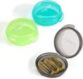 Opret Small Pill Box (3 Pcs), Cute Pill Case Portable for Pocket Purse Briefcase Travel Pills Box Medicine Storage Container Earplug Case (Black&Cyan&Green)