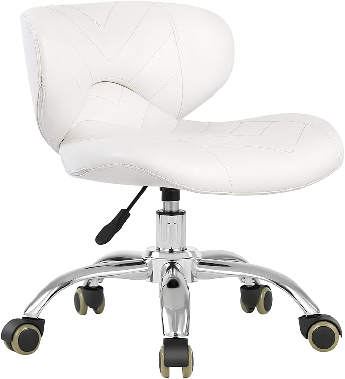 Pedicure Stool Hydraulic Height Adjustable with Back Support for Nail Salon Manicure Tech Pedicure Spa (White)