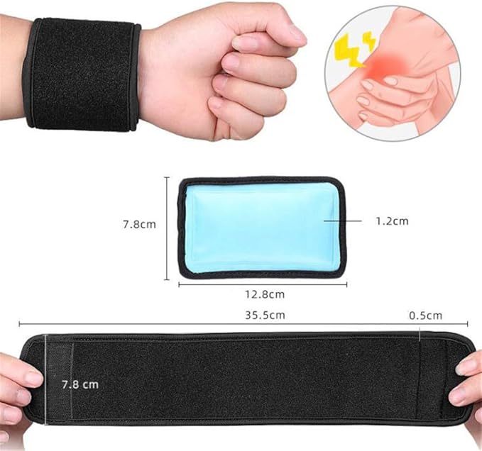 Cold Therapy Gel Pack, Reusable Gel Ice Pack Flexible Cold Compress Pack, Hand Wrist Support Strap Ice Pack for Sports Injuries Recovery and Pain Relief, Arthritis, Wrist Elbow Foot Arch Ankle Sprains