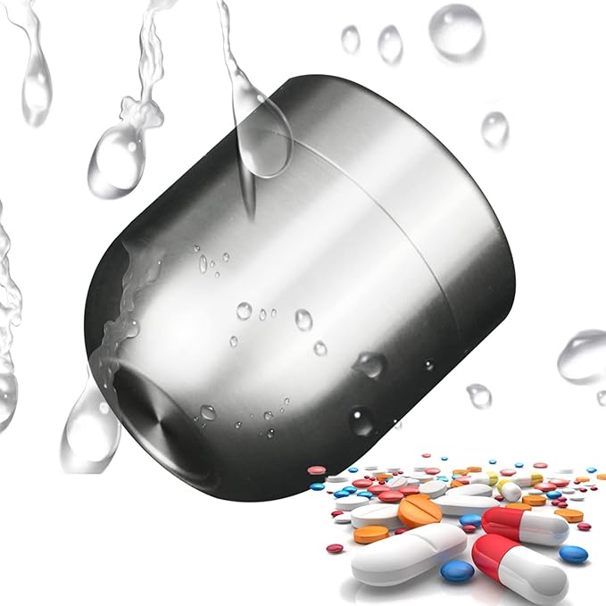 Small Travel Pill Jar, Titanium Pill Container Large, Portable Pill Cases Waterproof Pocket Pill Boxes, EDC Medicine Storage Organizer, Emergency Contraceptive Vitamin Fish Oil Holder