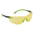 3M Safety Glasses, Solus 1000 Series, ANSI Z87, Scotchgard Anti-Fog, Amber Lens, Green/Black Frame