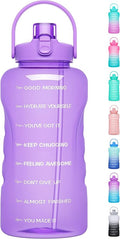 HydroPal 1 Gallon Water Bottles with Straw, 128 oz Water Bottle BPA Free Innovative 2-IN-1 Lid Gym Bottle with Times to Drink Motivational, Large for Sports Fitness Camping Water Jug （13.8X5.5 inch）