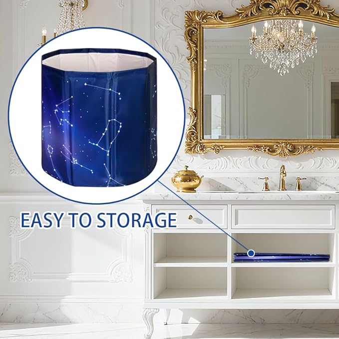 Sincat Portable Foldable Ice Bath Tub, Large Portable Bath Tub for Adults, Suitable for Outdoor Gym, Easy to Assemble Collapsible Bathtub, Ice Bath, Family Bathroom SPA Tub(31.5 in Gradient Blue)