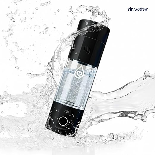 Hydrogen Water Bottle - 6X More Hydrogen Concentration - 6000PPB Hydrogen Water Bottle Generator - Portable Hydrogen Water Machine | Certified H2 Generator - Hydrator Pro Black